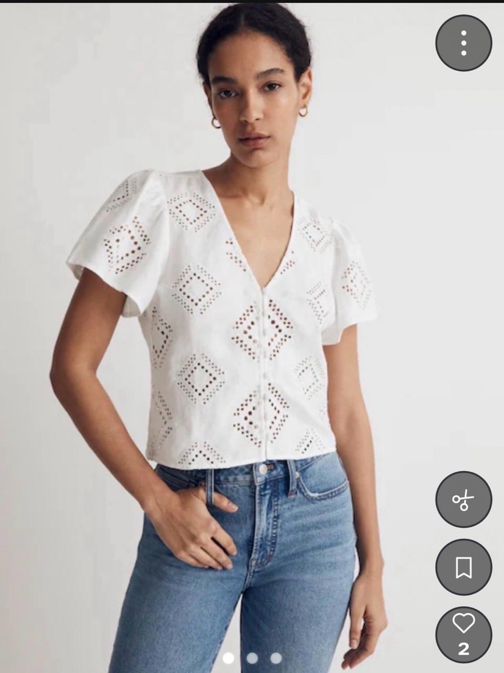 Madewell eyelet flutter sleeve top size medium